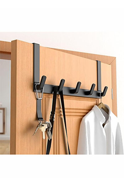 JOGAMS Over the Door Hook Rack with 5 Hooks for Coats Towels Bags Keys, Bathroom Bedroom Door Hanger