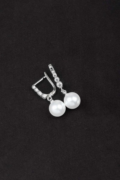 Else Silver 925 Ayar Gümüş Süzme Küre İnci Küpe