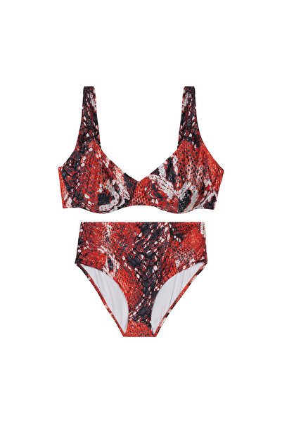 Pierre Cardin High Waist Form-Fitting Wide Strap Patterned Bikini Set
