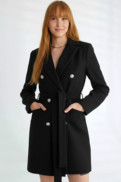 cemo Kruvaze Kuşaklı Kısa Kaban