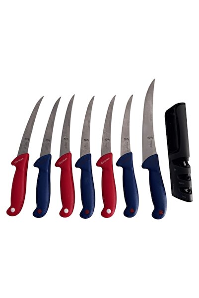 Cronos Set de cuțite de măcelar, 8 piese — șase cuțite de 28 cm, un cuțit de 32 cm și un ascuțitor profesional