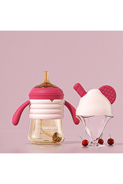 Ominii زجاجة ماء للأطفال بسعة 240 مل مزودة بماصة، كوب شرب للأطفال، زجاجات حليب مضادة للمغص