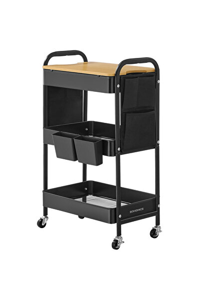 SONGMICS Raft mobil de depozitare, tip cărucior, pentru baie sau bucătărie, c...