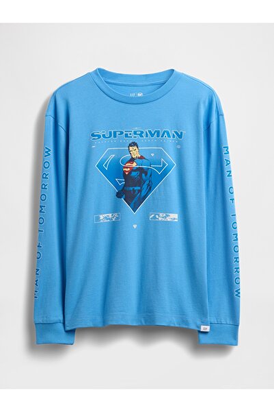 GAP Erkek Çocuk Açık Mavi DC™ Relaxed Grafik Baskılı T-Shirt