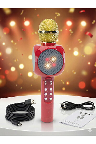 FaroxTech Kablosuz Bluetooth Karaoke Mikrofonu - Işıklı Şarjlı Ses Kayıt Özel...