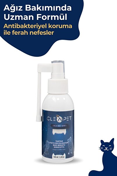 Cleapet Kedi Ağız ve Diş Bakım Spreyi - Tartar Önleyici, Ferah Nefes Etkili, ...