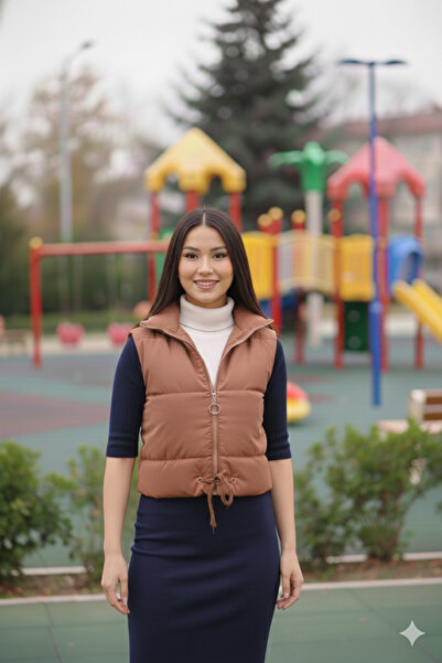 mooishan Novel Women's Short Crop Puffer Vest Season-2025