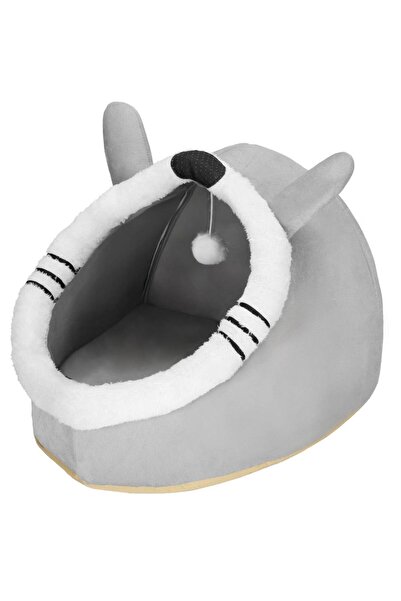 SERSIMO Bed for cats or dogs, with soft removable cushion, 50x36x41 cm, gray