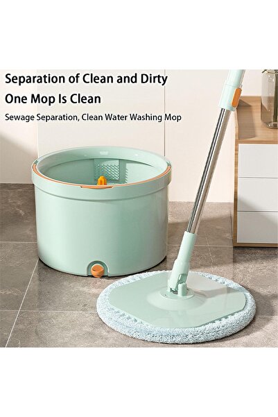 Arabest مجموعة ممسحة دوارة ودلو مع عصارة، تدعم الفصل الذاتي لمياه الصرف الصحي والمياه النظيفة (4 قطع قماش للممسحة)