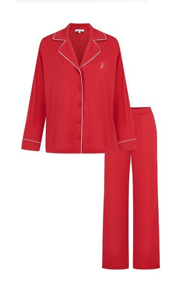 Jaya Modal Biyeli Cepli Pijama Takımı / Kırmızı