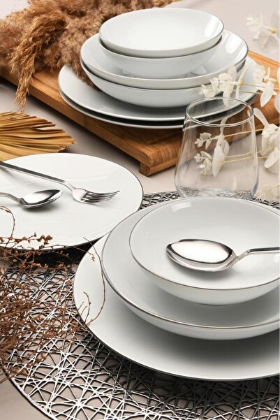 Güral Porselen Athens 6 Piece 20 cm Cake Plate Silver
