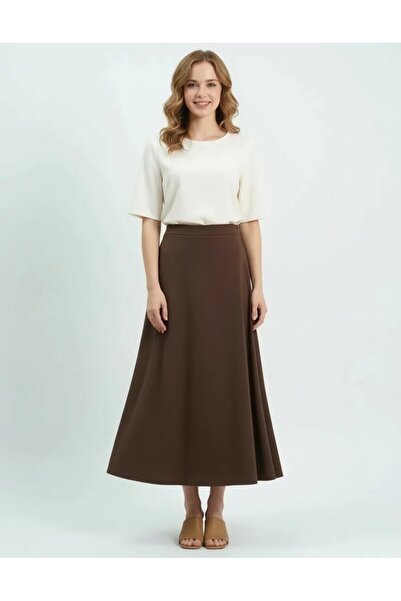 Butik Eylül تنورة مولانا بخصر مطاطي من قماش سكوبا منفوش