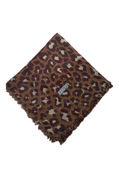 Eyfel Eşarp leopar desenli flamlı tülbent yazma