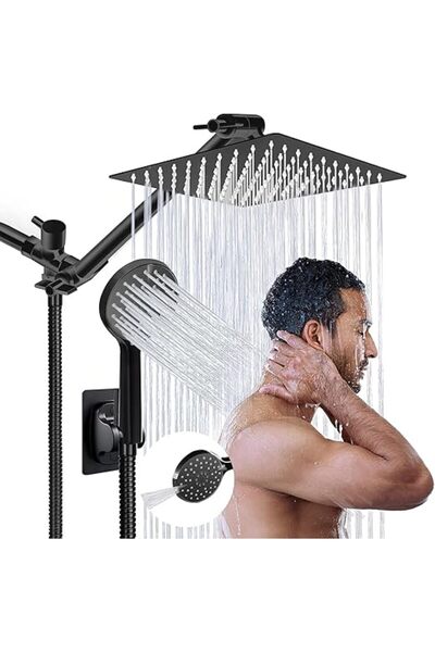 Arabest رأس دش مطري مع بخاخ يدوي، ذراع تمديد قابل لتعديل الزاوية/منظم تدفق 8 ...