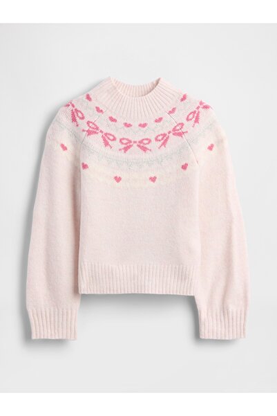 GAP Kız Bebek Açık Pembe Fair Isle Kazak
