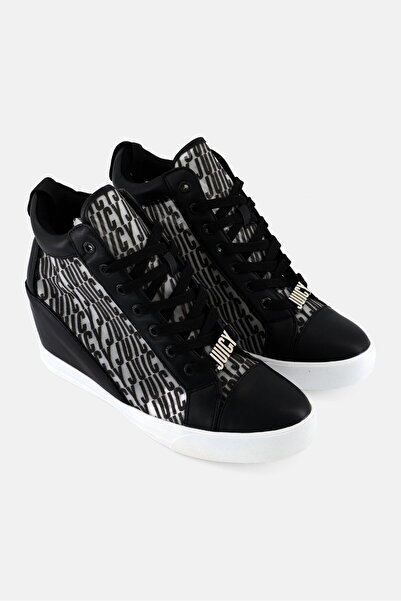 Juicy Couture Women Brand Logo Charm Lace Up Casual Shoes, Black