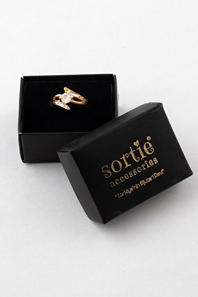 Sortie Aksesuar خاتم من طراز S مرصع بالزركون بالكامل