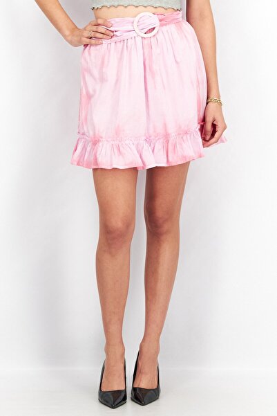 ASOS Women Belted Flippy Cotton Tie Dye Mini Skirt, Pink
