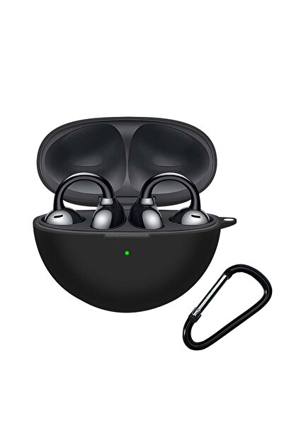 Generic حافظة سماعات أذن من السيليكون المقاوم للصدمات من FreeClip مع مشبك تعليق (أسود)