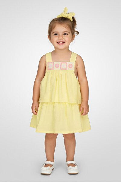 NANETTE LEPORE Toddlers Girl 2Pcs Embroidered Dress With Scrunchie, Yellow