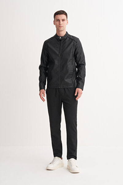 Cazador 13305 Siyah Erkek Cepli Deri Ceket