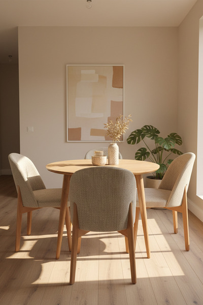 UMS MOBİLYA Yuvarlak 100 cm Yemek Masası Takımı - Mira Yemek Odası-Mutfak Tak...