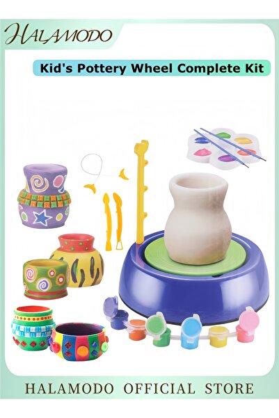 HALAMODO مجموعة أدوات فخار كاملة للأطفال المبتدئين مع طين تشكيل وأدوات نحت تع...