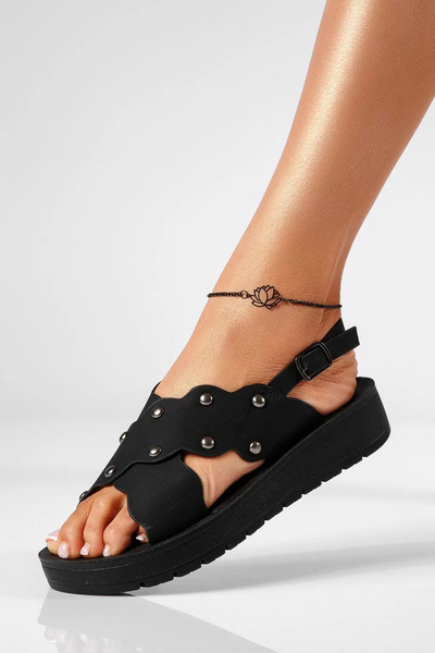 Zaira Sandale cu platforma dama negre din piele ecologica Hiraani #22249