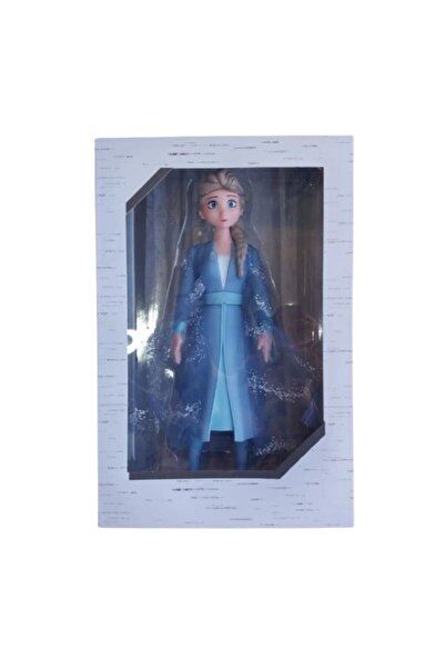Premium دمية إلسا المجمدة بفستان أزرق لامع وشعر طويل وعلبة هدايا للعرض.