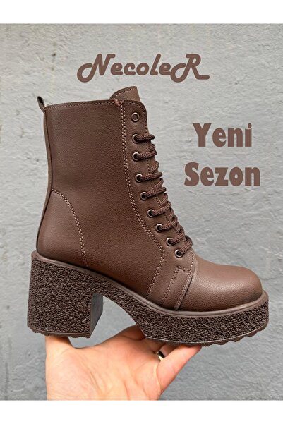 Neco High Sole, Block Heel Women's Boots, Furry Warm Inner Lining, Light Sole, Zippered (851-852)