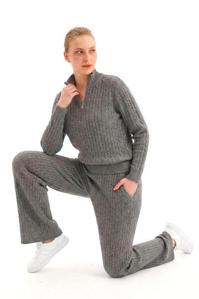 Nish&Chic Hair Braid Knitwear Trouser Set