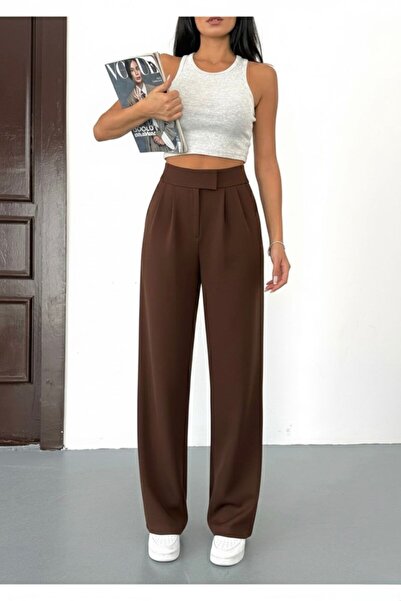 BILDEŞA Women's High Waist Velcro Waist Palazzo Pants