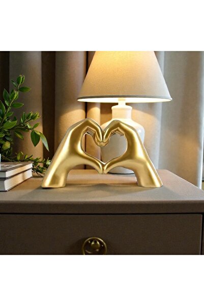 İthal Küçük Boy Dekoratif Modern İskandinav Kalpli El Heykeli Sevgiliye Hediye