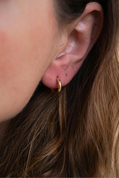 Candaş kuyumculuk 8 Ayar Altın Düz Çift Halka Küpe Gizli Kilitli