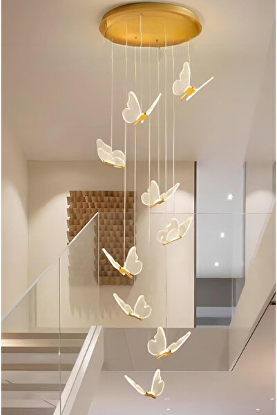 burenze Modern Luxury Lüks Tasarım Butterfly Kelebek Dokuzlu Sarkıt Led Avize...