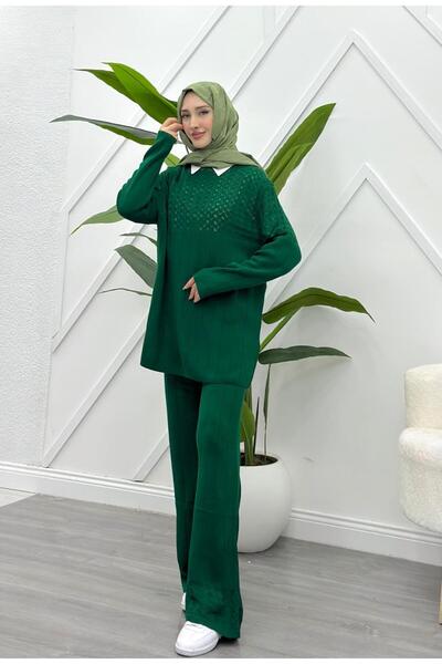 YEDİLALE V Knitted Tricot Tunic Pants Double Set [Shawl and Inner Shirt Are Not Included]