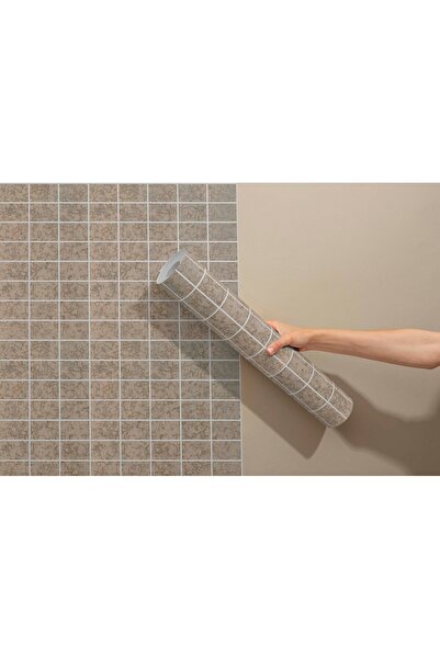 Grown Bej Kareli Karo Duvar Kağıdı • Minimalist Duvar Sanatı Kendinden Yağışk...