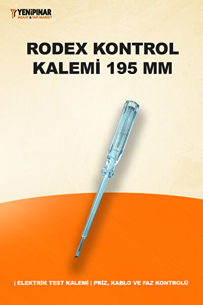 Rodex Kontrol Kalemi 195 mm | Elektrik Test Kalemi | Priz, Kablo ve Faz Kontrolü