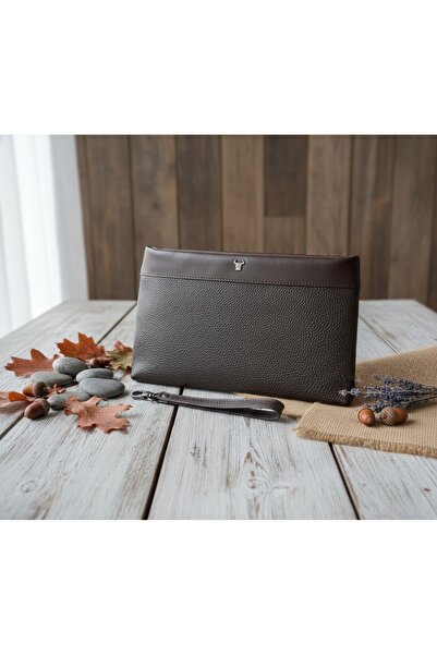 PASSTELL 100% Genuine Leather Unisex Zippered Wrist Strap Hand Portfolio and Bag