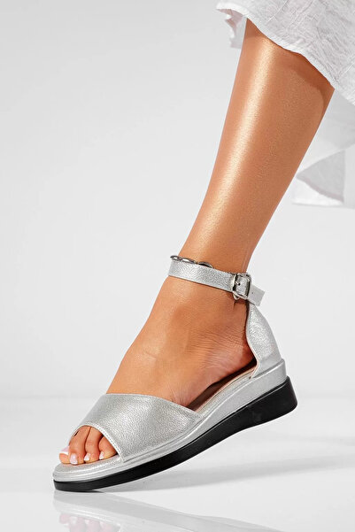 Zaira Sandale cu platforma dama argintii din piele ecologica Agatha #22142 - 41