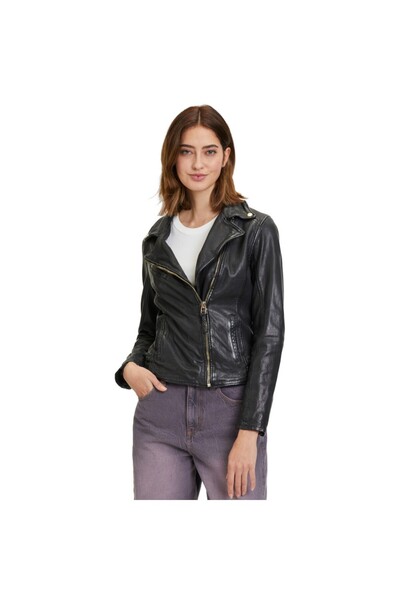 mauritius Women's Black Leather Jacket GWCaira