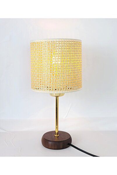 Decodelight Bamboo Base Modern Gold Metal Leg Hazeran and Wicker Fabric Top H...