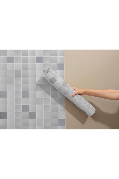 Grown Açık Gri Mozaik Karo Duvar Kağıdı • Modern Minimalist Duvar Dekoru Kend...