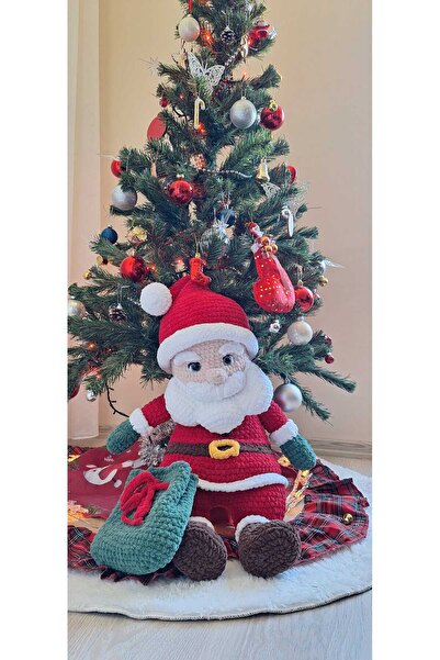 Tiny Noel Baba Kadife İple Örülmüş Amigurumi Oyuncağı