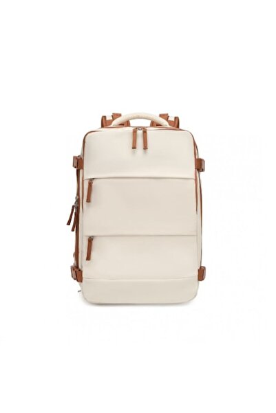 Kono EQ2344 Beige Multifunctional Backpack - 15.6" Laptop, Water-Resistant, USB Port