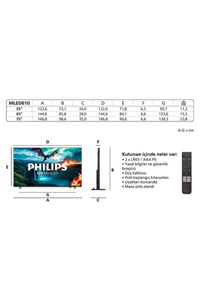 Philips 55MLED810/12 4K QD MiniLED 139cm 55" Smart TV Dolby Atmos Titan OS