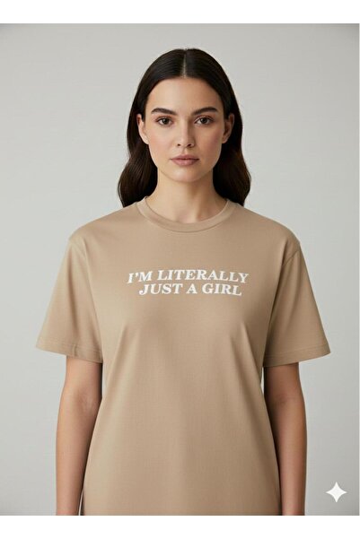 BUWOM Γυναικείο μπλουζάκι με στάμπα Just Girl σε μεγάλο μέγεθος