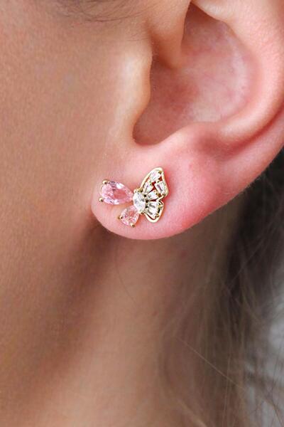 Nenya أقراط على شكل فراشة من حجر الزركون الملون من الفولاذ VIP