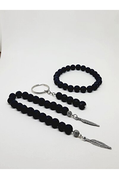Kusakli Lava Stone Prayer Beads Bracelet Keychain Set