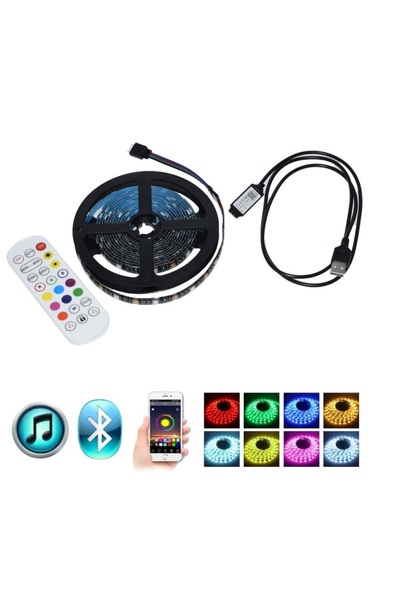 TrendyLux Kit Banda Led USB pentru TV, Telecomanda + Bluetooth, Pentru Televizor, RGB, 3m